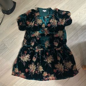 Pink lily velvet floral dress